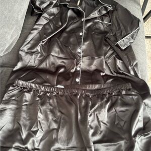 Luxurious Black Satin Women's Pajama Set